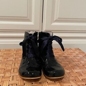 Girls Children's Classics Navy Blue Patent Leather Boots